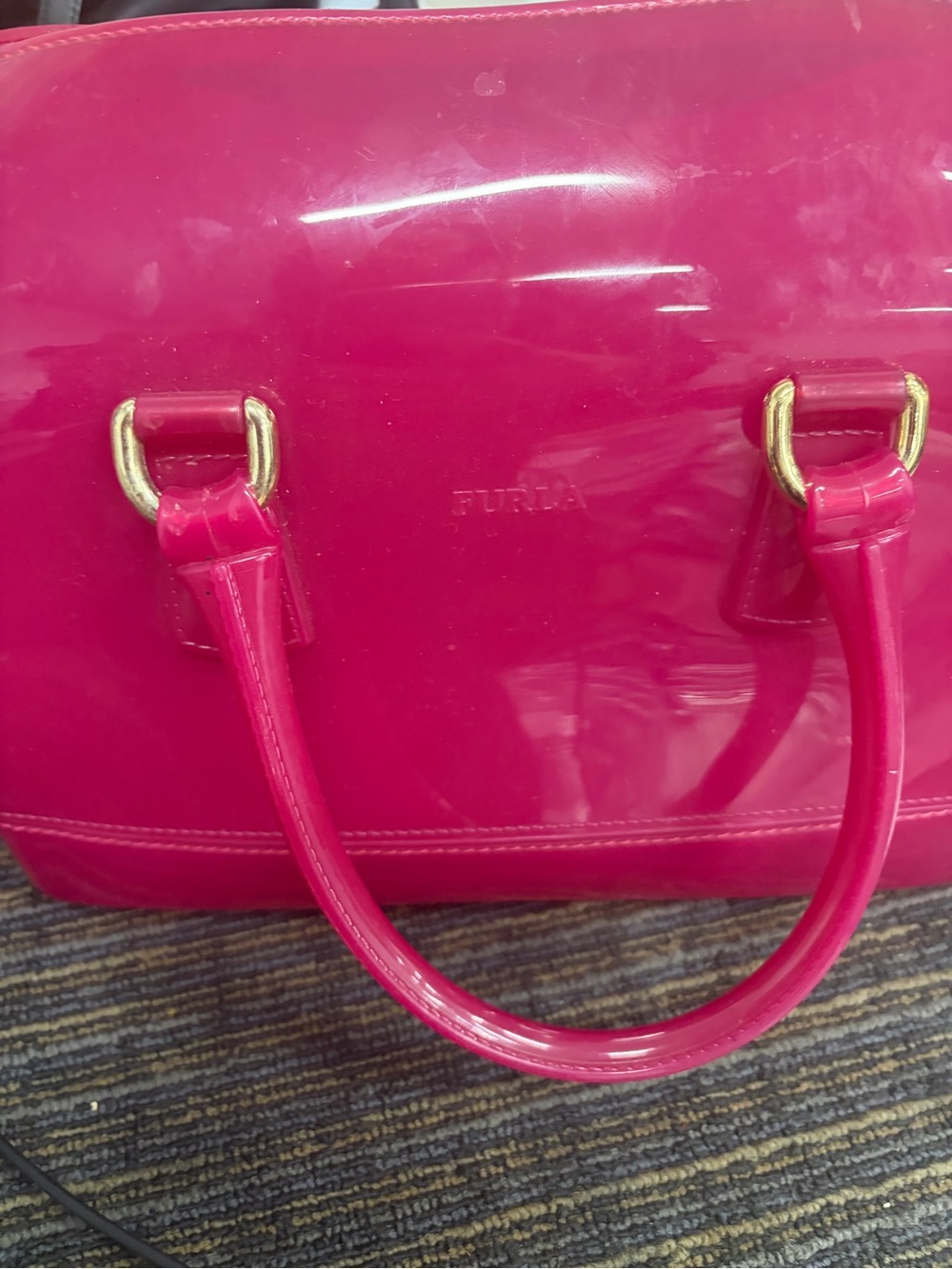 Furla Vibrant Pink Patent Dome Satchel